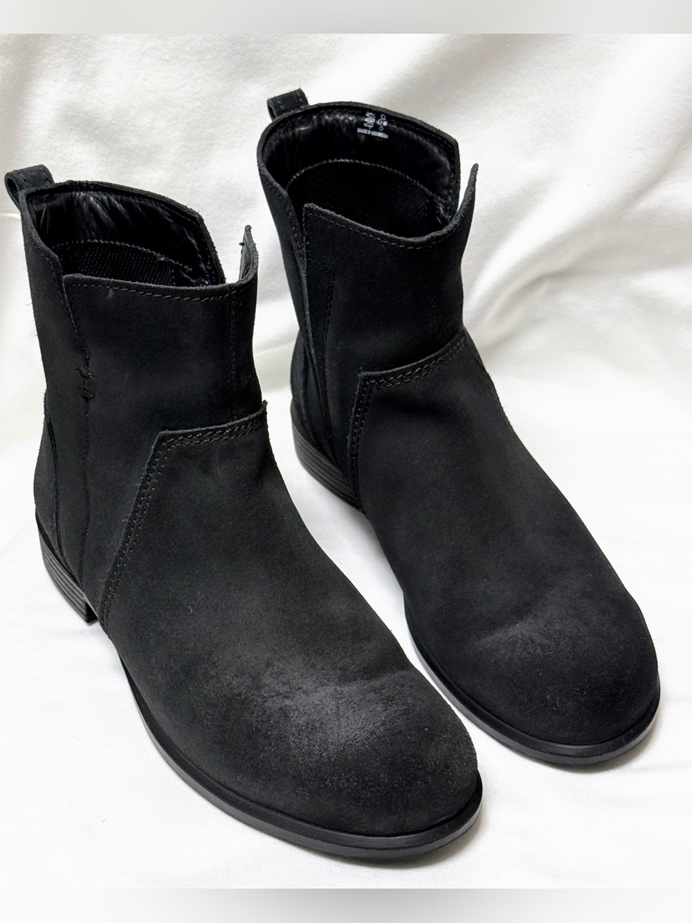 Ecco Black Suede Chelsea Ankle Boots Comfort Womens Size 7.5